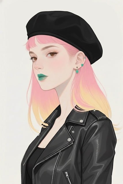 Free fashion illustration pink ombre hair pastel hair illustration
