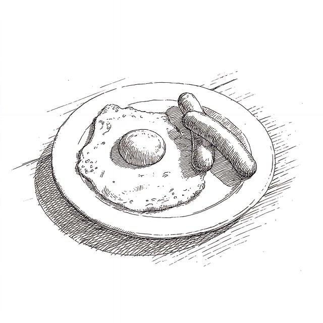 Free egg sausage breakfast illustration