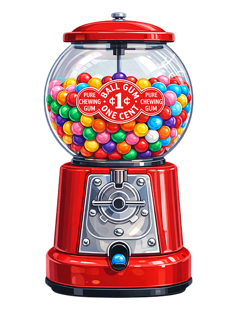 Free gumball machine bubble gum candy dispenser vector