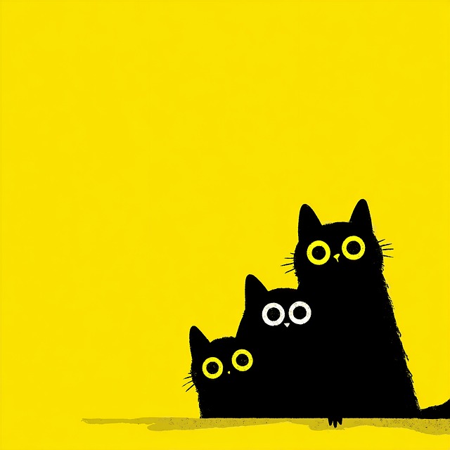 Free cats black yellow illustration
