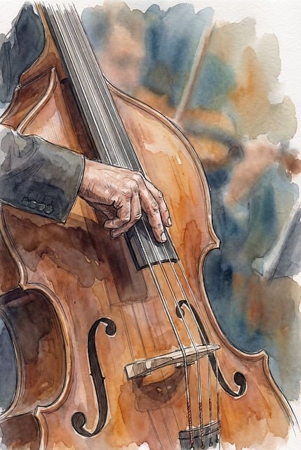 Free double bass upright bass musician illustration