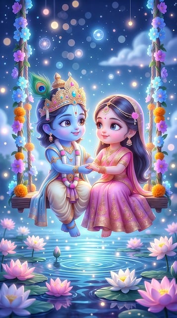 Free krishna radha god illustration