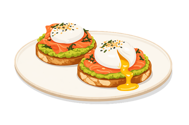 Free avocado toast salmon toast poached egg vector