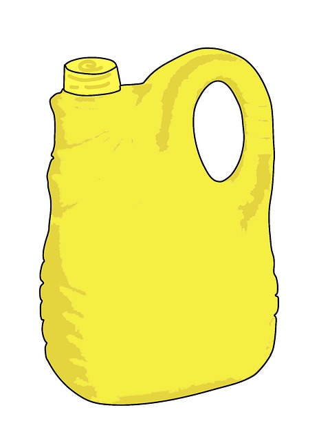 できる, 水缶, 容器, 液体, プラスチック, ブートルのような, 黄色