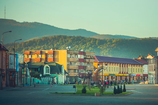 Khust, Ucraina, Peisaj, Oraș, Panoramă
