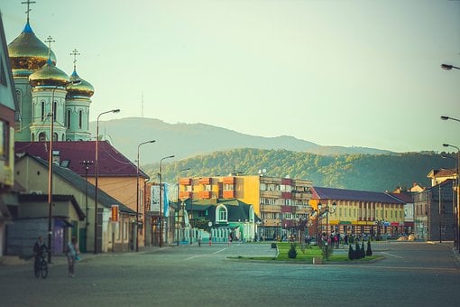 Khust, Ucraina, Peisaj, Oraș, Panoramă