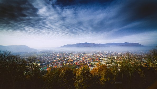 Khust, Ucraina, Peisaj, Oraș, Panoramă