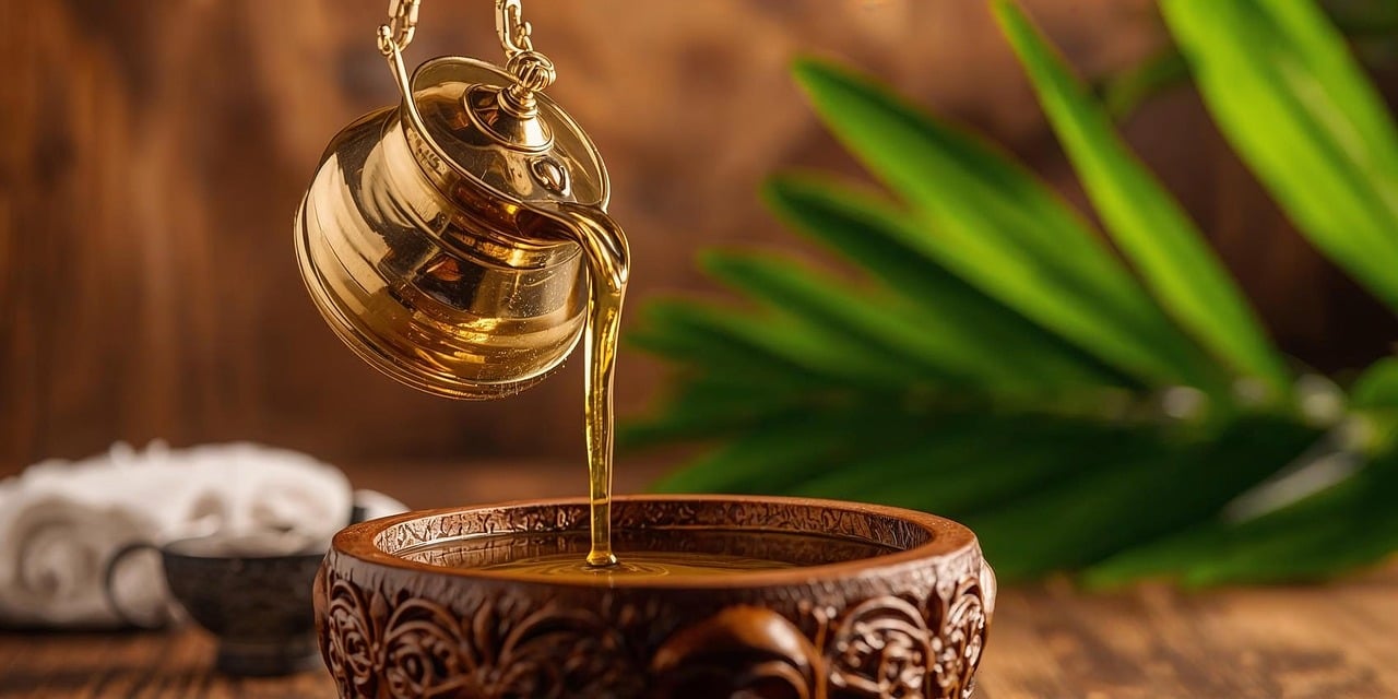 Ayurvedic Panchkarma therapy with herbal oils