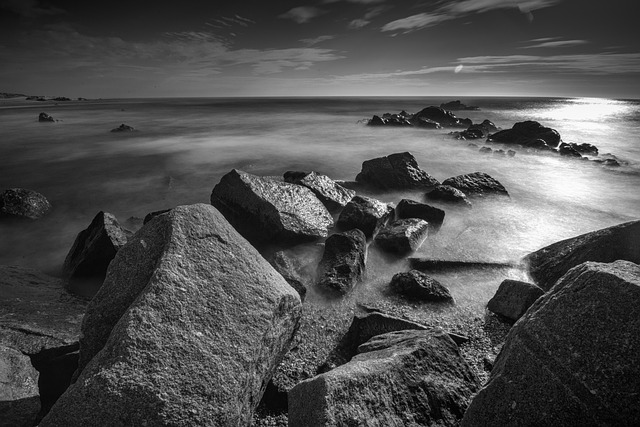 Free Black And White Seascape photo and picture