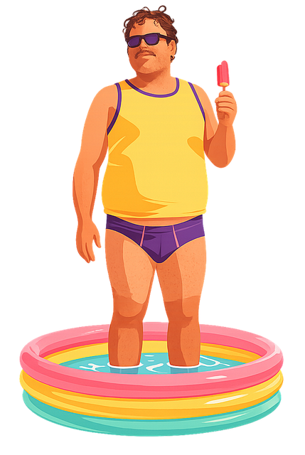 Free summer illustration funny man inflatable pool vector