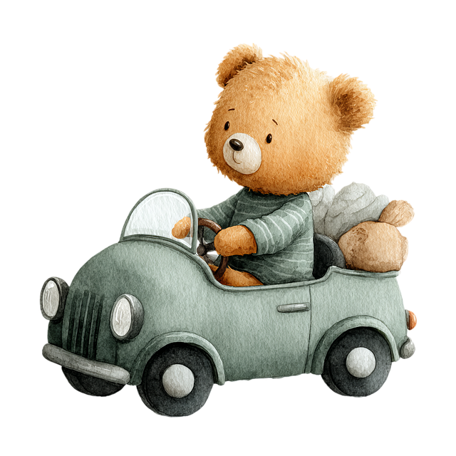 Free teddy bear car leading illustration