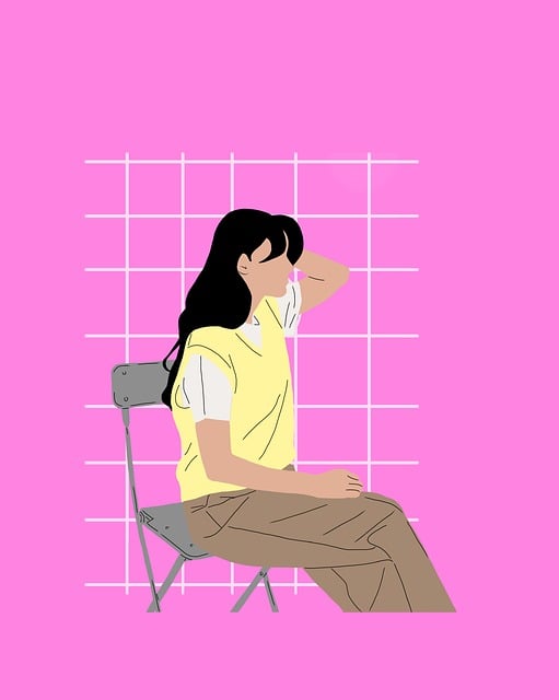 Free digital art woman sitting illustration
