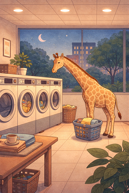 Free giraffe surreal illustration poetic scene vector