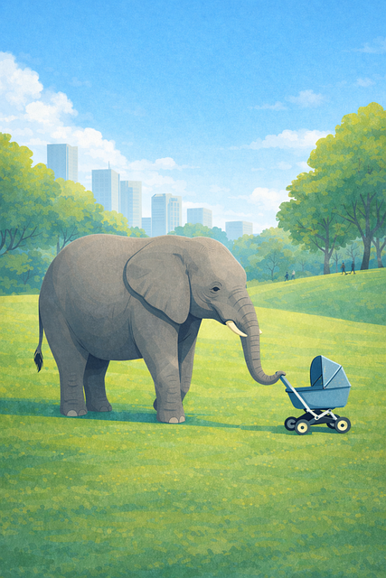 Free elephant surreal illustration poetic scene vector
