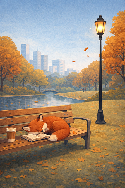 Free fox autumn park cozy scene vector
