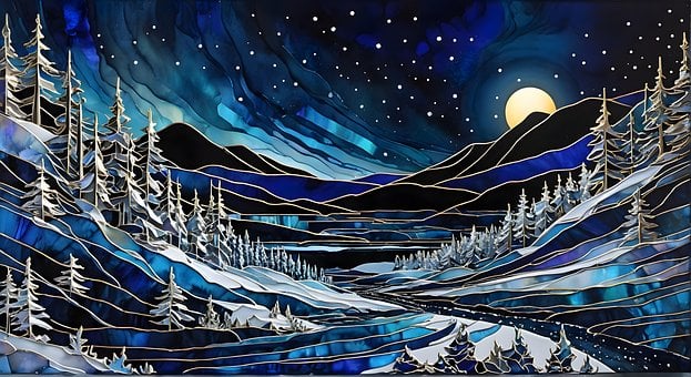 Free Shy Moon River Night illustration and picture
