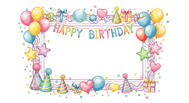 Free happy birthday photocall frame cheerful illustration