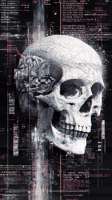 Free skull brain glitch illustration