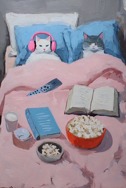 Free cat bed relaxing illustration