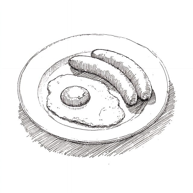 Free breakfast egg sausage illustration