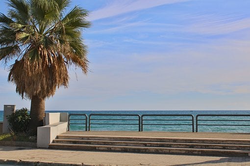 Zee, Horizon, Zomer, Palm, Palma, Stoep
