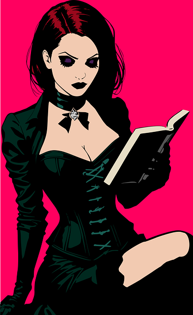 Free woman gothic reading vector