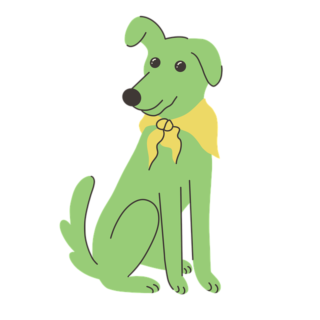 Grønn Hund, Gul Bandana, Hund Tegneserie