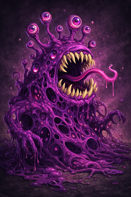 Free alien creature purple slime illustration