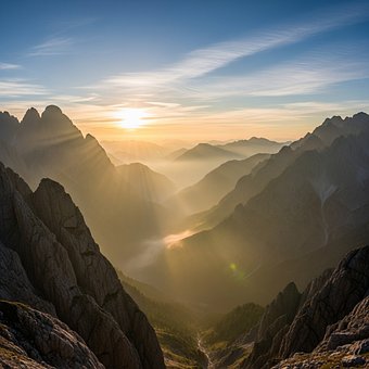 Berg, Sonnenaufgang, Natur, Fisch