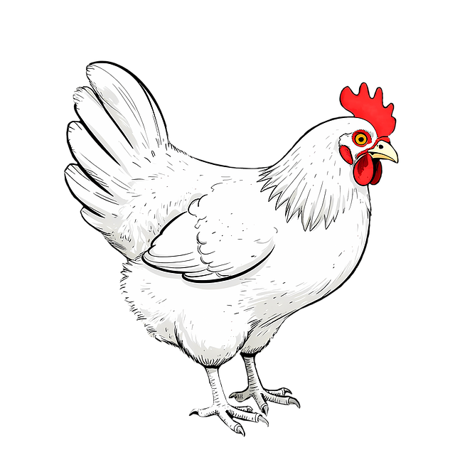 Hähnchen, Weißes Leghorn, Karikatur