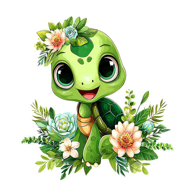Free turtle land turtle flowers illustration