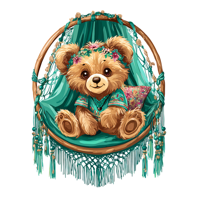 Free teddy bear chair hanging illustration