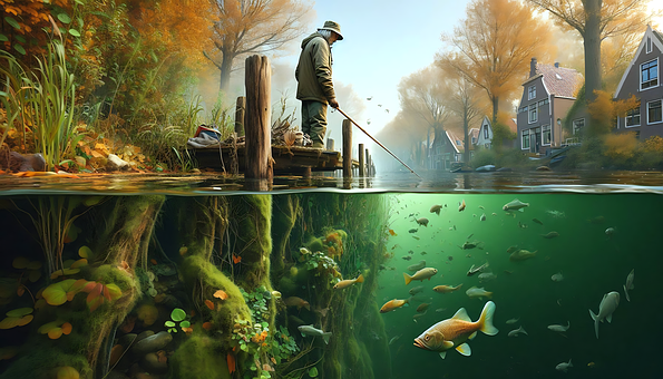 Pescaria, Pescador, Rio, Vala, Vila