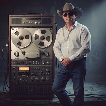 Retro, Vintage, Mann, Hatt, Solbriller
