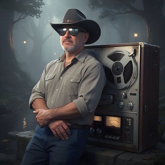 Cowboy, Hatt, Mann, Solbriller