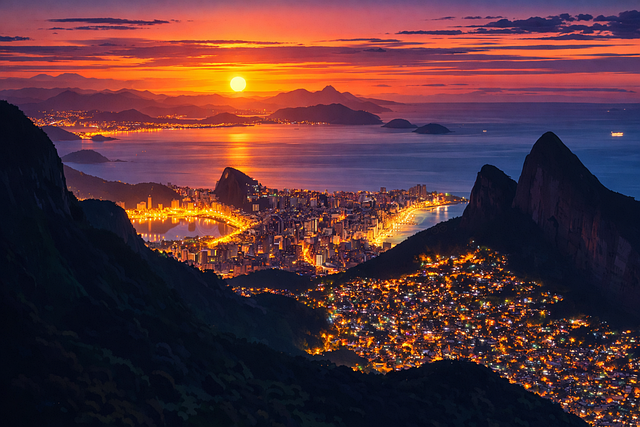Free rio de janeiro rocinha favela rio sunset vector