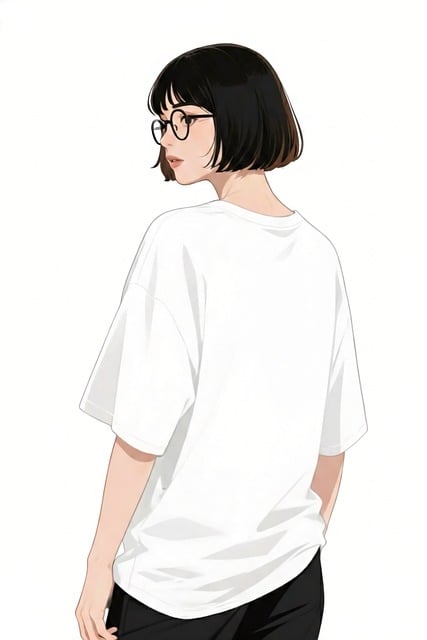 Free woman back view oversized t-shirt illustration