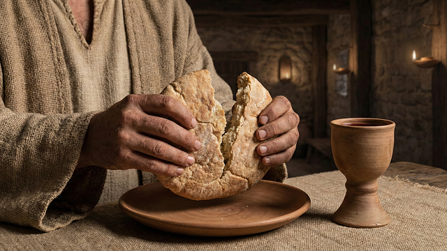 Free bread wine communion illustration