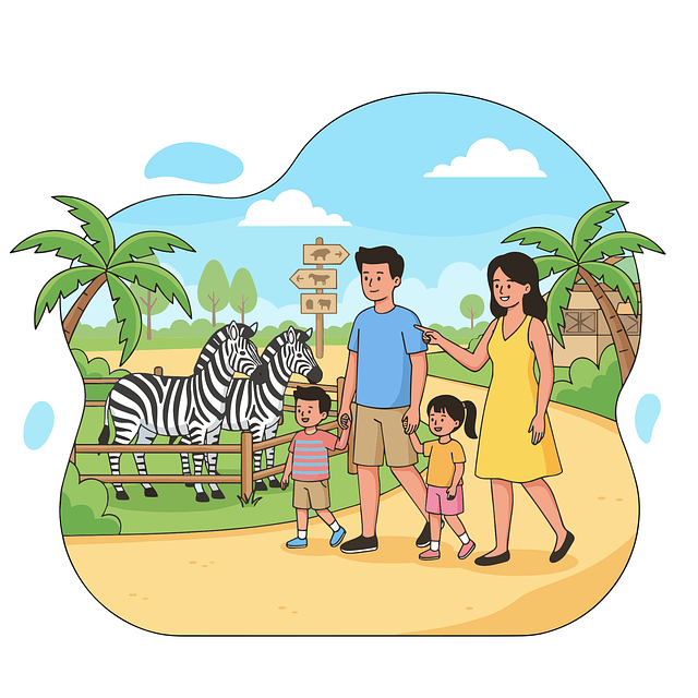 Free family zoo family outing vector
