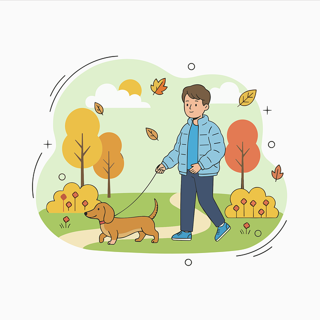 Free dog walking pet owner walking dog vector