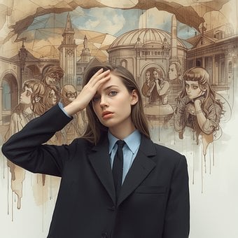 Frau, Porträt, Kunst, Malen, Mode