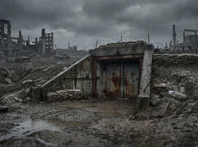 Free ai post-apocalyptic door illustration