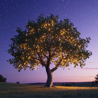 Baum, Weihnachtslichter, Girlande