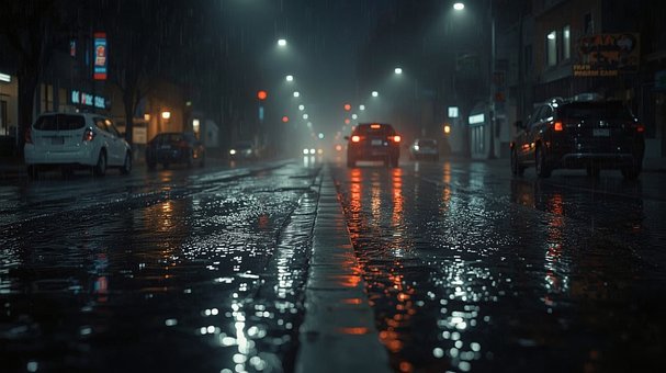 Free Rain Rainy Night photo and picture