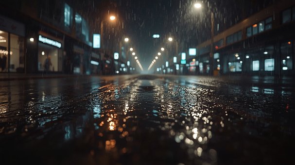 Free Rainy Street Wet Pavement photo and picture
