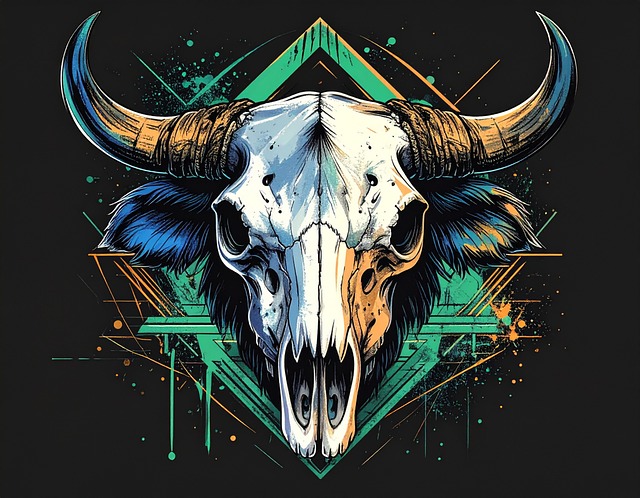 Free skull bison animal illustration