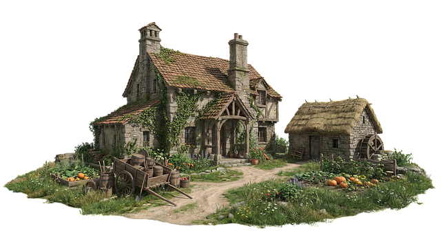 Free rustic cottage medieval illustration