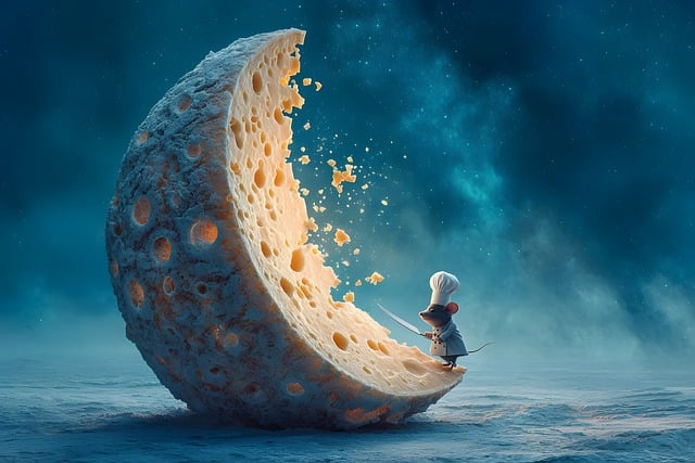 Free cheese moon surrealism illustration