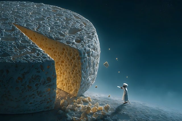 Free cheese moon surrealism illustration