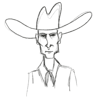 Oude Cowboy, Texas, Schetsen, Tekening